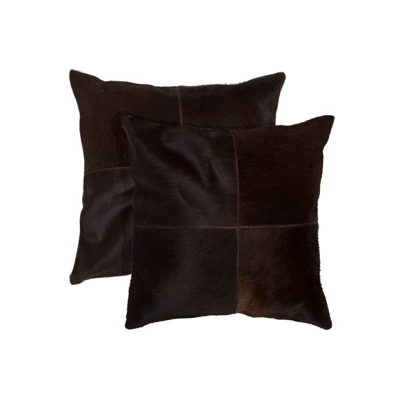 Natural Home Decor Torino Cowhide Pillow | 2-Piece | Chocolate | 18"x18" - Picture 1 of 3